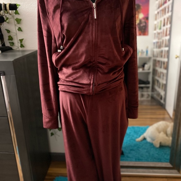 INC Women's Velour set zip hoodie & High-Rise Flare-Leg Pants Set. - Picture 3 of 7
